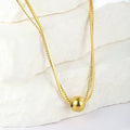 Ivanda Hot Sale Fashion Jewelry Stainless Steel 18K Gold Double Layer Chain Ball Necklace for Women