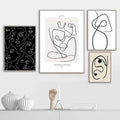 Modern Abstract Line Canvas Painting Black White Minimalist Print Painting Nordic Poster Woman Body Picture Wall Art