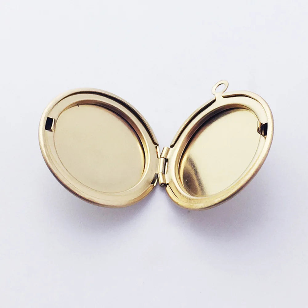 Gold Women DIY Jewelry Making Accessories Opening Photo Round Locket Shape Pendant Stainless Steel Charm for Necklace Bracelet