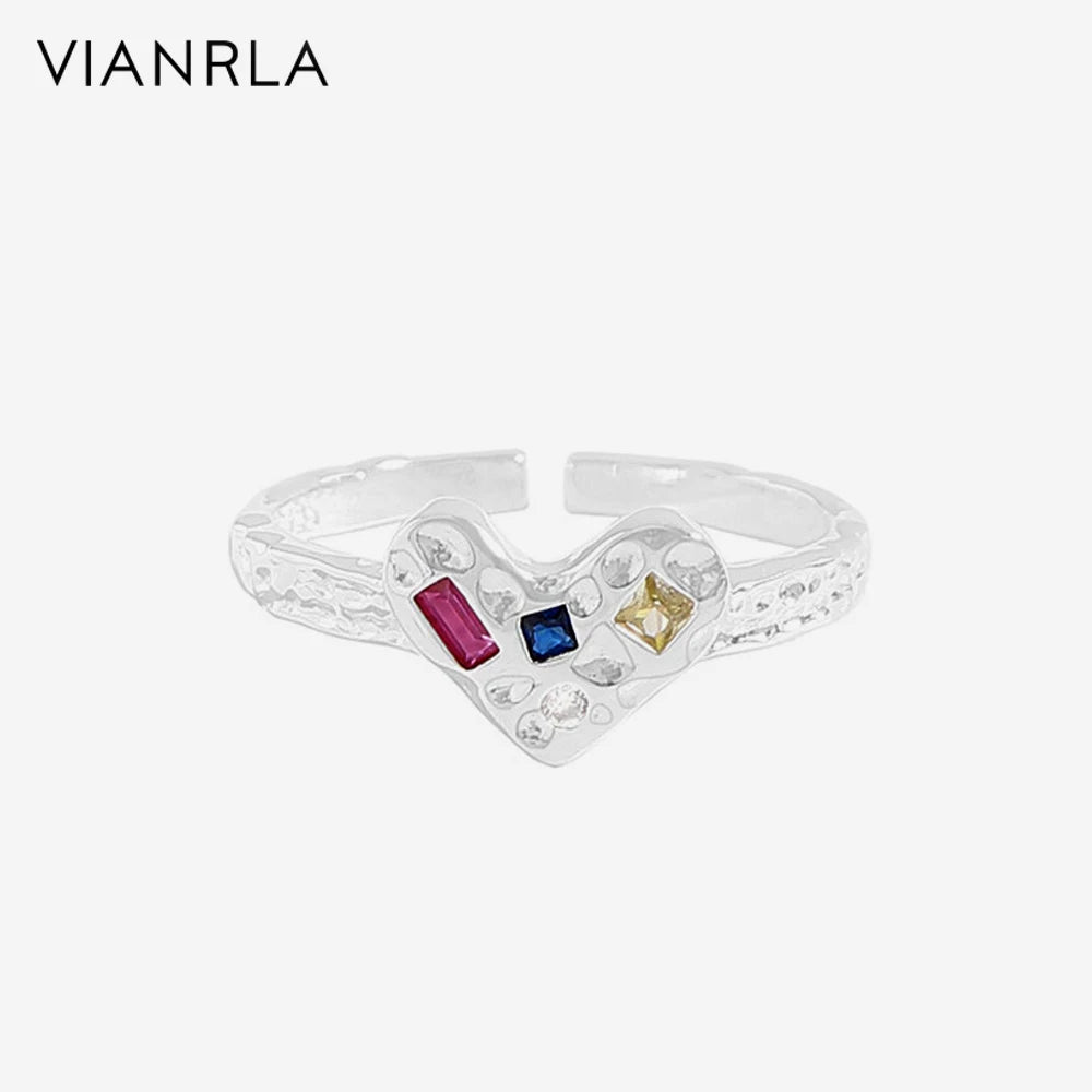 VIANRLA 925 Sterling Silver Zircon Jewelry Heart Shape Silver Ring Support Drop Shipping Daily Jewelry