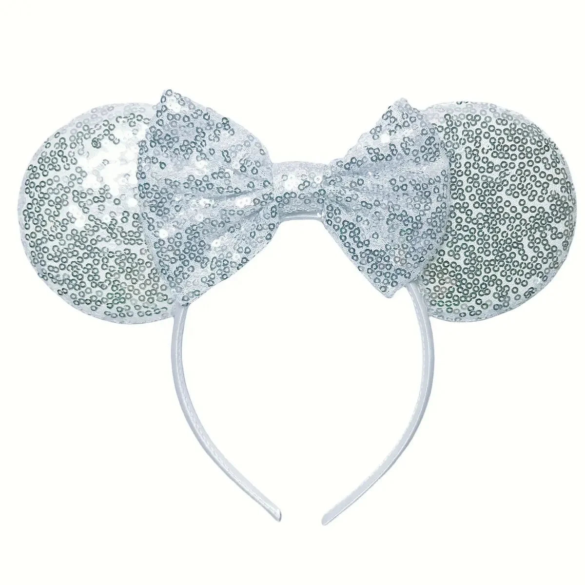 Silver Shinny Mouse Ears Headband for Girls Shinny Sequin Bow Hairband Festival Party Cosplay DIY Hair Accessories