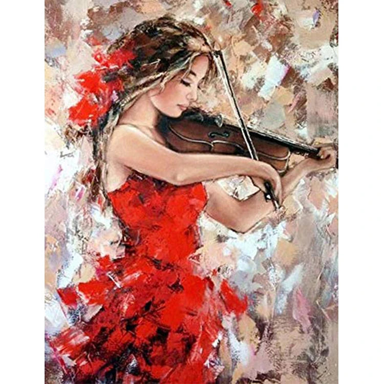 Girl Play Piano Wall Art Painting Full Drill 3D Cross Stitch Kit Diy 5D Diamond Picture for Home Decor