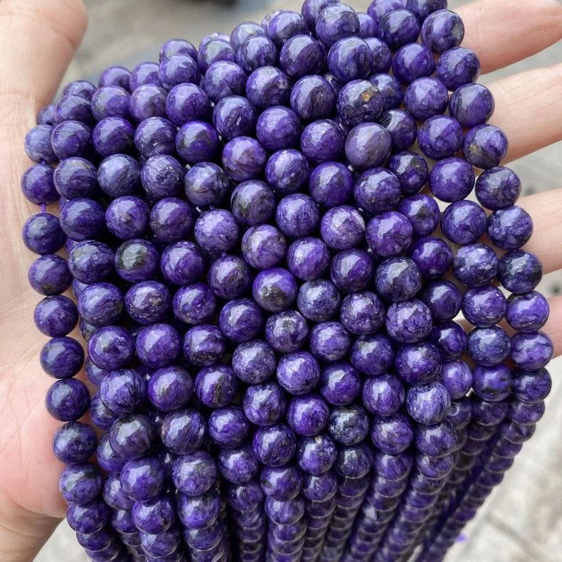 Crystal Classic Design Stone Loose Gemstone Beads Beaded Necklace Wholesale Natural Dyed Color Charoite Stone Beads for Jew