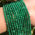 2/3/4mm Round Faceted Dark Green Aventurine Natural Semi Gemstone Loose Spacer Beads for Jewelry Making DIY 38cm