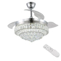 42" Modern K9 Crystal Ceiling Fan with Light Dimmable LED 6 Speeds Memory Function for Living Room Bedroom