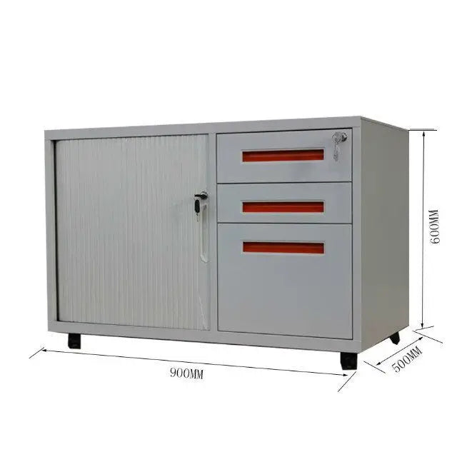 Storage Filing Cabinet Mobile Pedestal with Roller Shutter Door Office Furniture Equipment