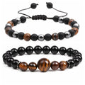 Wholesale Custom Adjustable Tier Eye Hematite Lave Natural Stone Beaded Bracelet for Women Men