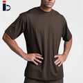Men's Solid Breathable Cotton Polyester T-Shirt Oversize Fit Loose Short Sleeves Embroidery Quick Dry Knitted Fabric Logo Print