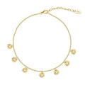 ACME  Stylish Elegant and Luxurious Bracelet Tassel Round Charm Gold 925 Sterling Silver Anklet for Women Summer Jewelry