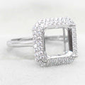 Sterling Silver 10*10mm Semi Mount Ring Square Shape Empty Frame Blank Claw Setting S925 Base Without Center Stone for Inlay DIY