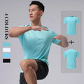 Cross-border Skin-friendly Ice Silk Sports T-shirt Round Neck Elastic Cuffs Training Short Sleeve for Men