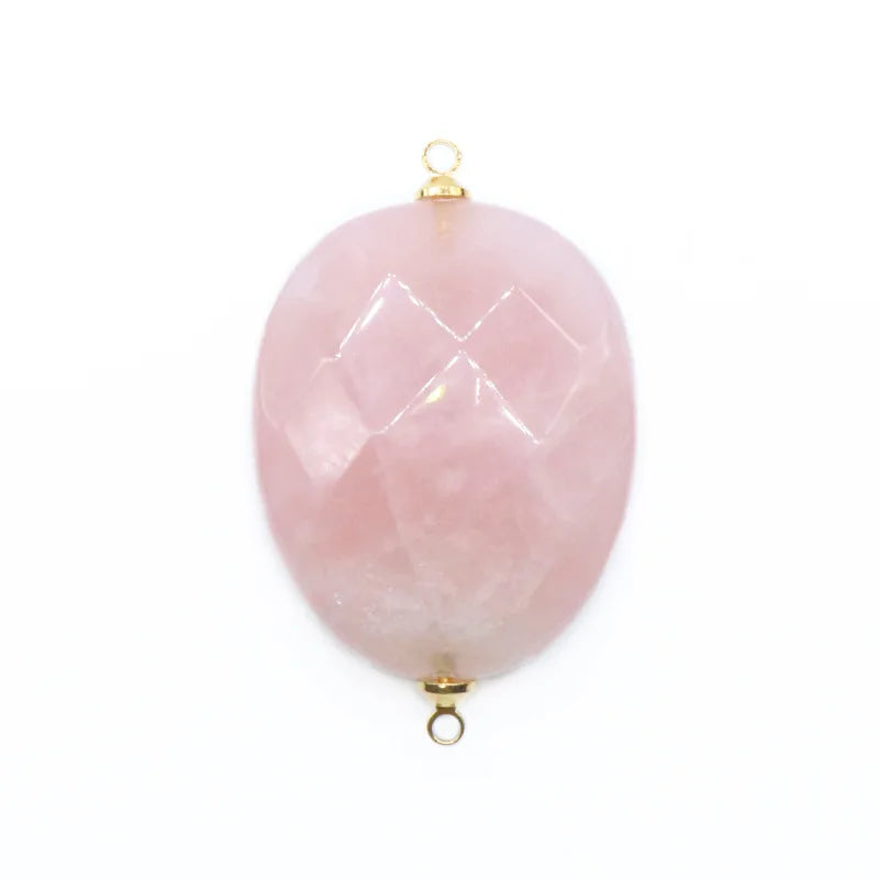 Huiying Natural healing rose quartz crystal pendant with gold double hats wholesale jewelry