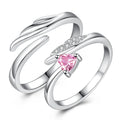 Fashionable Heart Rings Cheap Price Open Size in Silver Color with Crystal Rings for Lover Accept Small Order Wedding Jewelry