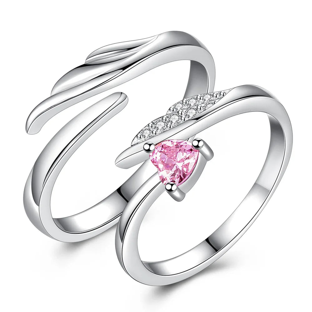 Fashionable Heart Rings Cheap Price Open Size in Silver Color with Crystal Rings for Lover Accept Small Order Wedding Jewelry