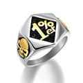 Wholesale Man Jewelry 18k Gold Plated Stainless Steel Man Skull Signet Ring One Percent Number Engraved Ring for Man