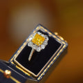 Silver 925 Original 1 Carat Brilliant Cut Pass Diamond Test Sparkling Square Yellow Moissanite Wedding Ring Women Fine Jewelry