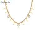 SP-LAM Woman Trendy Fashion Chunky Jewelry Crystal Chocker Stainless Steel Jewelry Charm Tassel Necklace