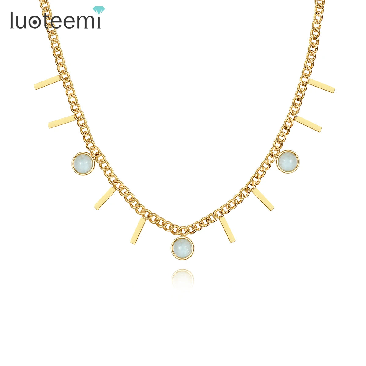 SP-LAM Woman Trendy Fashion Chunky Jewelry Crystal Chocker Stainless Steel Jewelry Charm Tassel Necklace