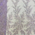 Floral Beads Sequin Navy Blue Lace Fabric