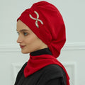 Arab Islamic Malaysian Muslim Women Crinkle Chiffon Instant Hijab Turbans Scarf With Dual d Metal Accessories