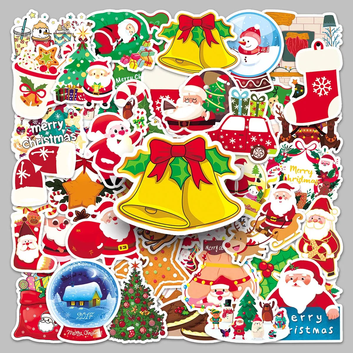 52PCS Factory Hot Desk Stickers Waterproof Full Cut Holiday Creative Decoration Christmas(F) Stickers