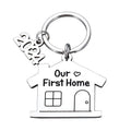 2024 Our First Home Relocation Souvenir Metal Stainless Steel House Pendant Keychain Charm Couples Housewarming Gift Keyring