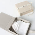 Milan Magnetic Handmade Luxury Customized Color Book Jewelry Box with Cream Beige White Ribbon Inside Pouch
