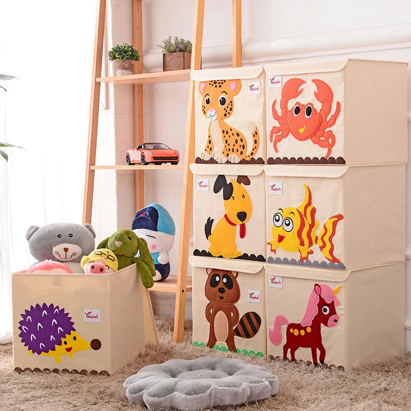 Storage Boxes & Bins Foldable Fabric Storage Box for Kids - Felt Embroidery & 3D Patterns Durable Toy Organizer