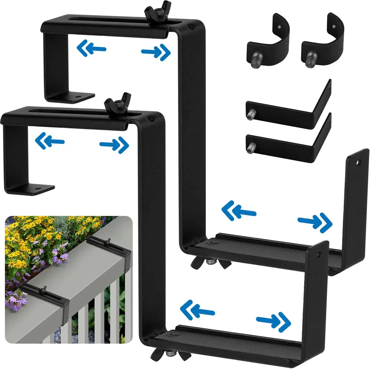 Universal Outdoor Steel Mounting Durable Hanging Planter Box Brackets for Fence Pergola Patio Garden Balcony