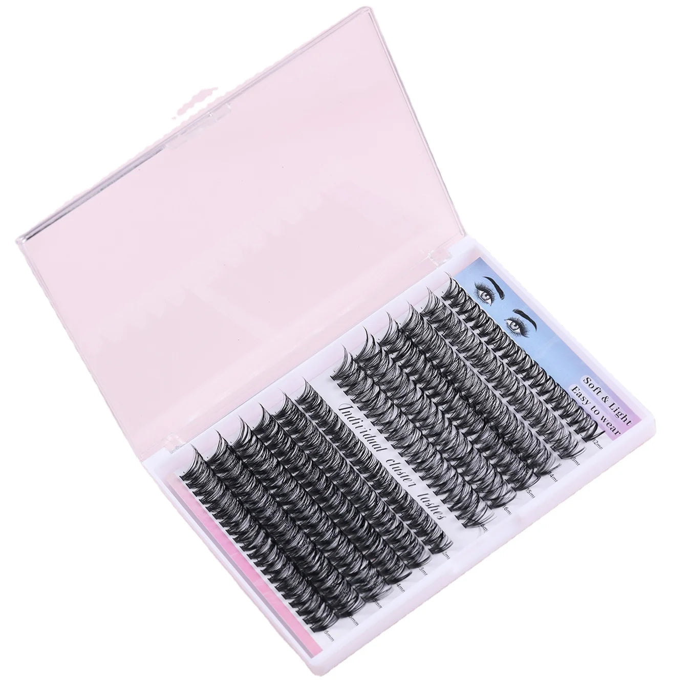 Wholesale Individual False Eyelash Customizedable Diy Cluster Lashes Superfine Band C D Curl with Eyelash Box