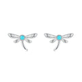 925 Sterling Silver Dragonfly Stud Earrings with Green Turquoise Zircon Party Jewelry Gift Set for Women Holiday Gift SCE1860