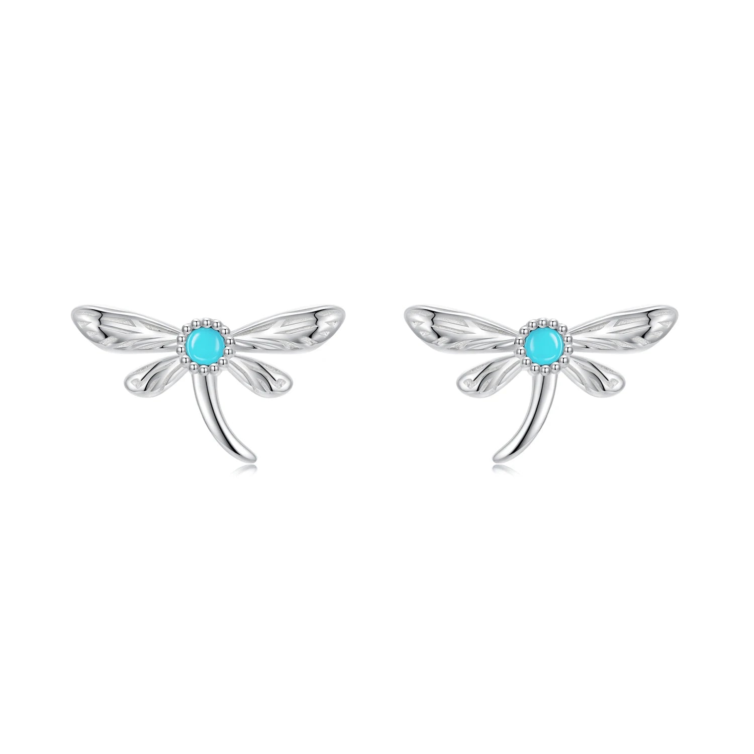 925 Sterling Silver Dragonfly Stud Earrings with Green Turquoise Zircon Party Jewelry Gift Set for Women Holiday Gift SCE1860