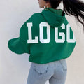 F240031 Custom Women Big Letters Hoodies Screen Print Custom Logo Oversize Drop Shoulder Fleece Cotton Casual Hoodie No String