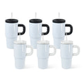 New Arrival Sublimation Blank 14oz Kid Size Flip Top Stainless Steel Travel Mug with White and Black Handle and Straw