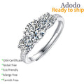 Wholesale Custom Trendy Three Stones Grade VVS D Moissanite Ring Fine Jewelry 925 Sterling Silver 1ct Moissanite Ring for Women
