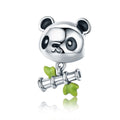 Factory 925 Sterling Silver Women's Bracelet Lovely Panda Bamboo Beads Charm Silver Plated Original Charm Jewelry Gift SCC325