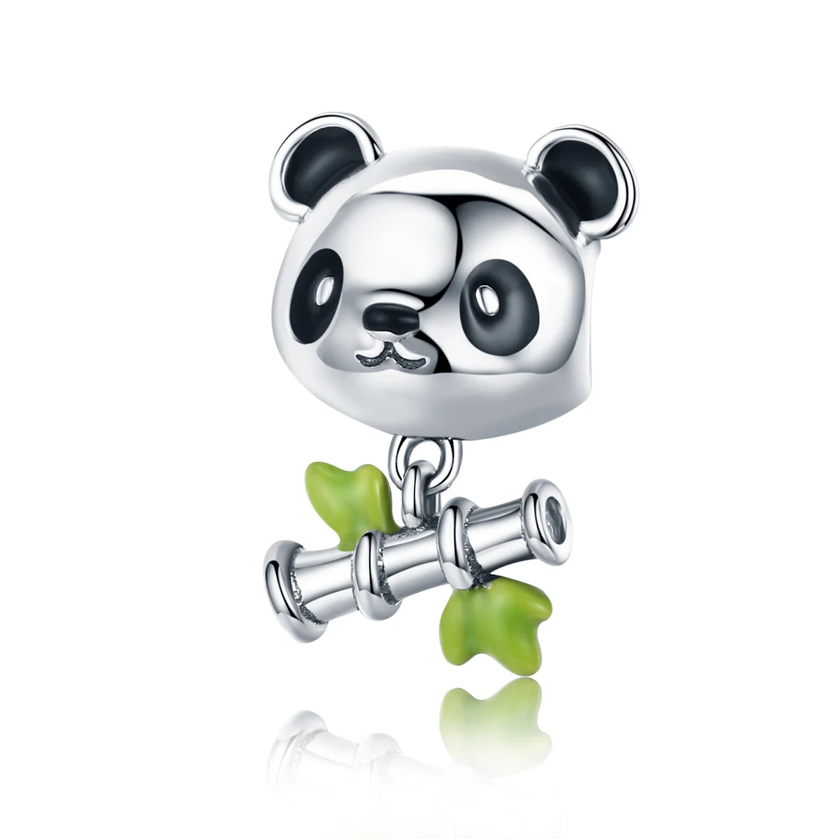 Factory 925 Sterling Silver Women's Bracelet Lovely Panda Bamboo Beads Charm Silver Plated Original Charm Jewelry Gift SCC325