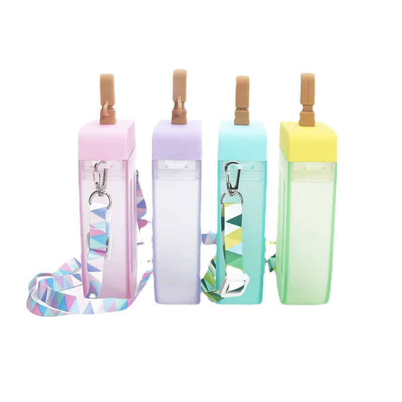 2022 New 300ml Summer Creative Cute Popsicle Ice Cream Plastic Water Bottle Children Student Portable Straw Cup