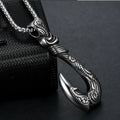 Caicai Vintage Stainless Steel Fishhook Pendant NECKLACE Sweater Chain Titanium Steel Necklace Wholesale Jewelry