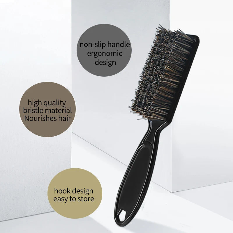 Top Selling OEM Natural 100% Boar Bristles Black Men Plastic Handle Beard Brush Clipper Blade Cleaning Brush for Beard Hair Care