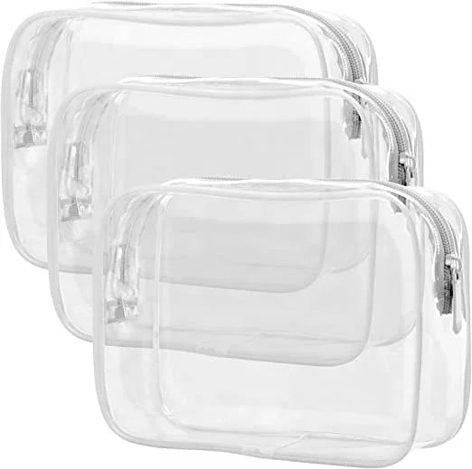 TSA Approved Custom logo Waterproof Travel Pvc clear Transparent Makeup Toiletry Bag with Zipper