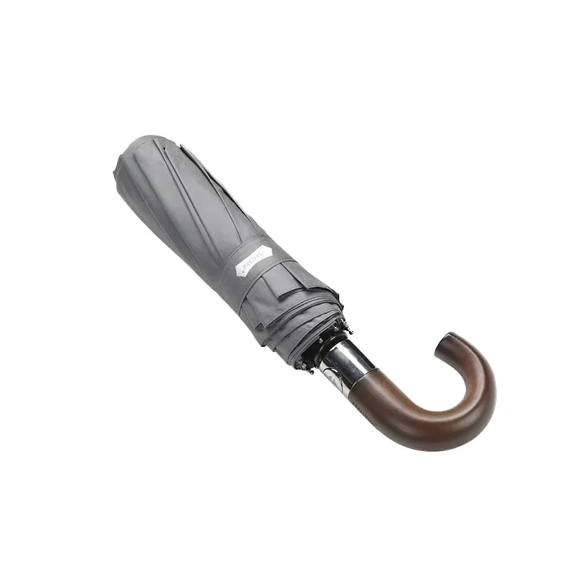 2025 New Wholesale Popular Portable Automatic Folding k Wooden Handle Umbrella for Man