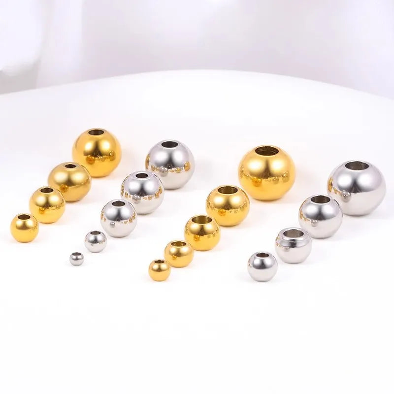 18K Pvd Gold Stainless Steel Custom Accessories2  3 4 5 6 and 8 mm Stopper Beads Bracelet Necklace Spacer Beads for DIY Jewelry
