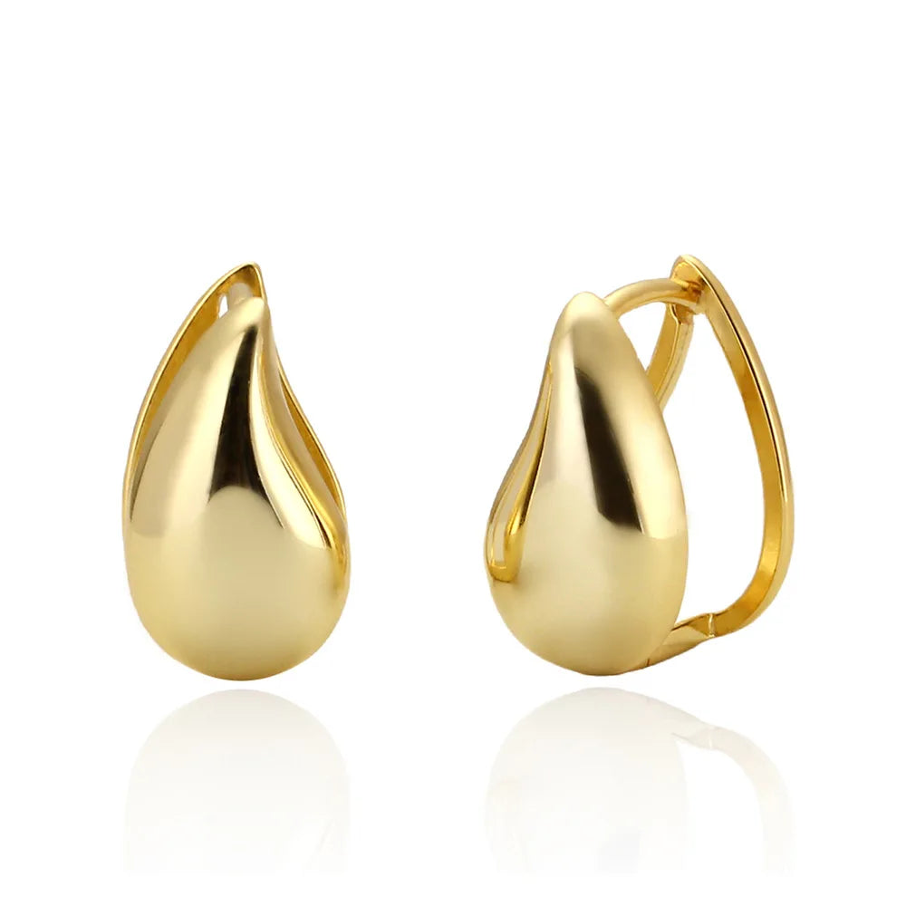 Wholesale Water Drop Hoop Earring 925 Silver Water Drop Earrings High Polish Gold Plated Hoop Earrings for Girls