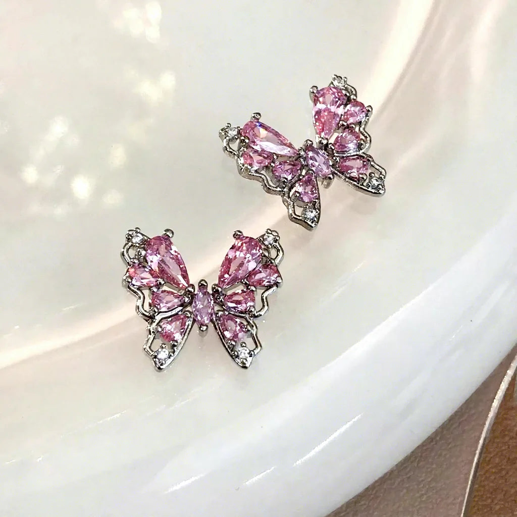 Nail Accessories Silver Light Luxury Minimalist Internet Celebrity Diamond Set Nail Decoration New Zircon 3D Butterfly Series