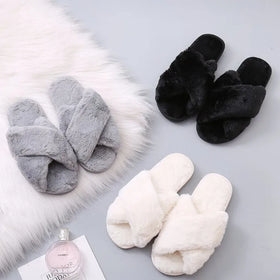 2022 Womens Fur Slippers Winter Shoes Big Size Home Plush Warm Slipper Women Indoor Warm Slippers