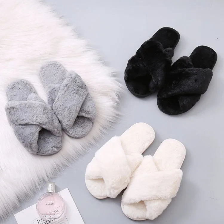 2022 Womens Fur Slippers Winter Shoes Big Size Home Plush Warm Slipper Women Indoor Warm Slippers
