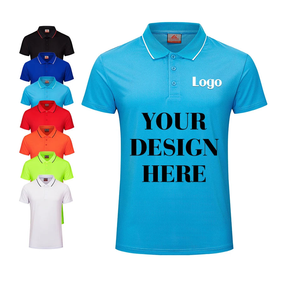 Factory Lidong Men's for Polo Shirts Custom Logo Green V-Neck Golf T-Shirt Anti-Wrinkle Knitted Fabric Plain Colors