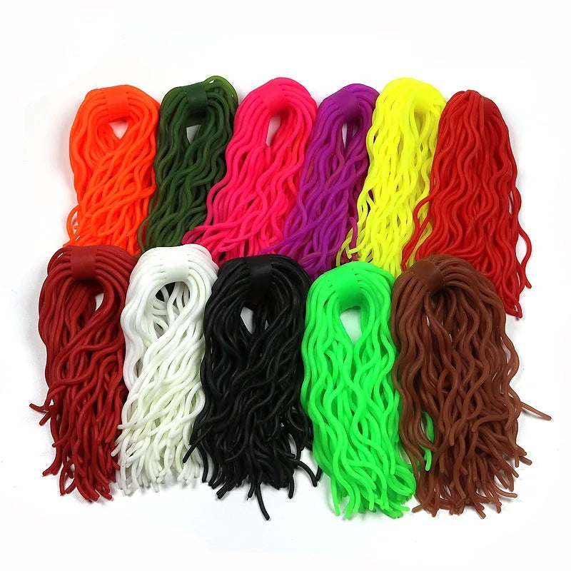 60pcs/bag Fly Fishing Tying Materials Squirmy Wormy Artificial Kit Worm Flies Plastic Worms Soft Fishing Lures