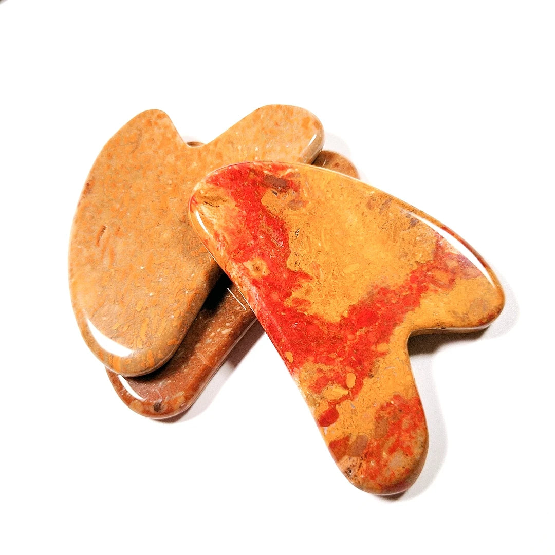 Huiying Face slimming heart mookaite jasper crystal gem guasha stone board body scraping massage tool